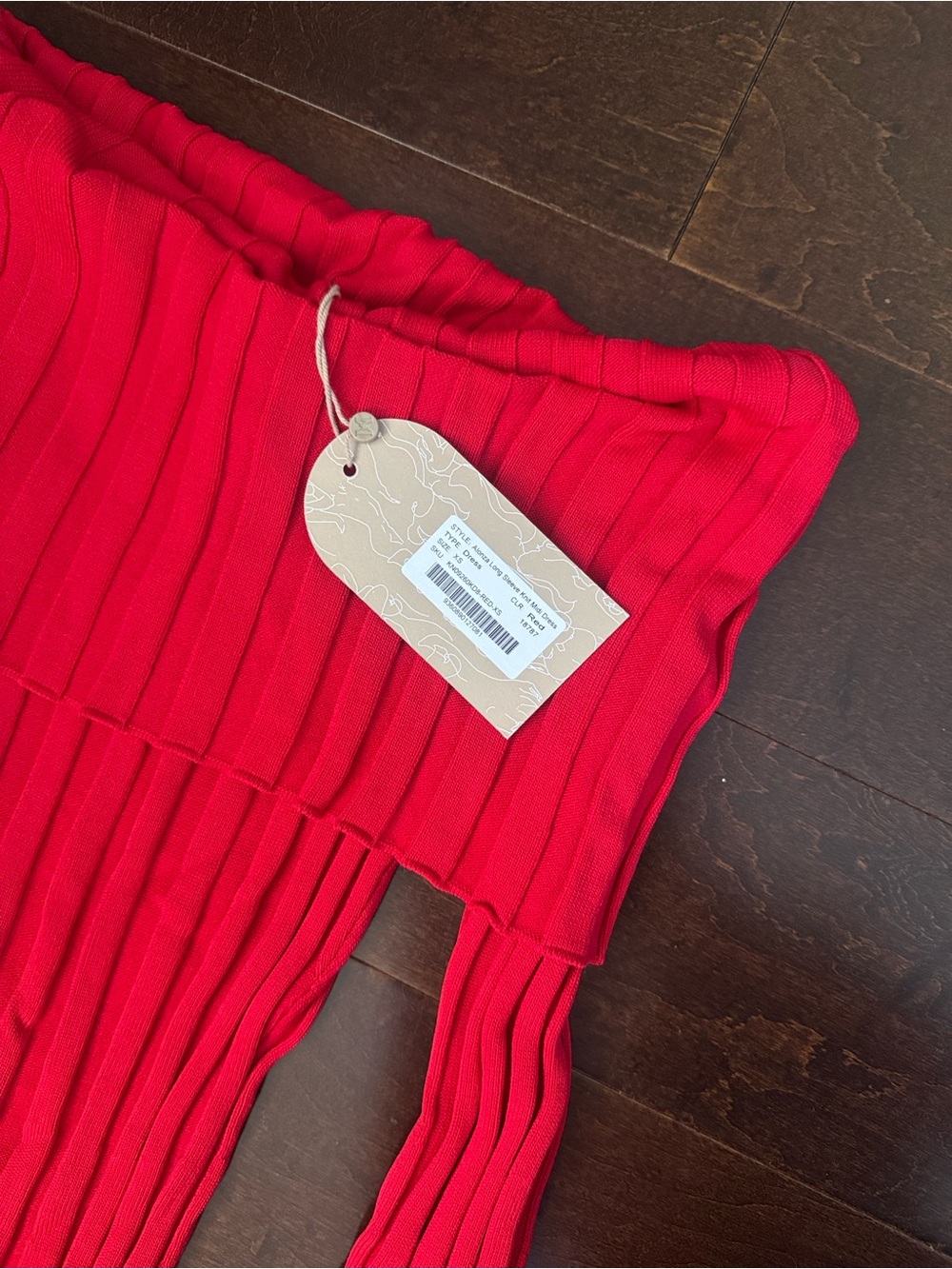 Meshki Off-Shoulder Ribbed Red Maxi Dress - Picture 2 of 5